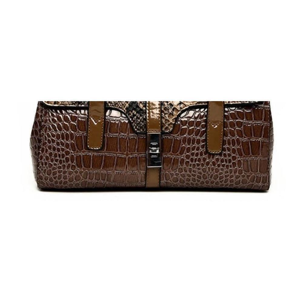 Large Capacity Snake Pattern Shoulder Handbag In Light Brown - Picture 3 of 4